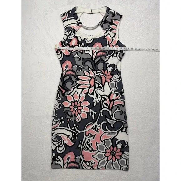 Bisou Bisou Michele Bohbot Floral Choker Dress Women's Size 12 Stretch - Picture 2 of 9